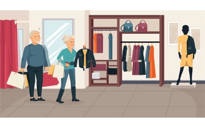 Ältere Menschen beim Einkaufen 210370501 Vektor-Illustration-Konzept