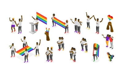 反对同性恋恐惧症国际日等距重新着色 210330124 矢量插图概念