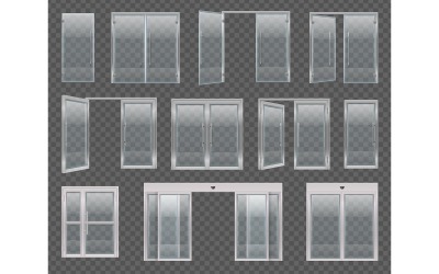 Glass Door Set Realistic 210320324 Vector Illustration Concept