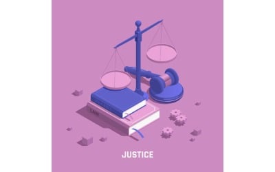 Law Justice Isometric Composition 210310131 Vector Illustration Concept
