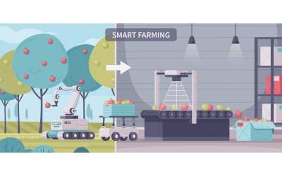 Smart Farming Cartoon 210220314 Vektor-Illustration-Konzept