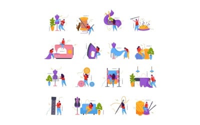 Tailoring Flat Icons 210240209 Vector Illustration Concept