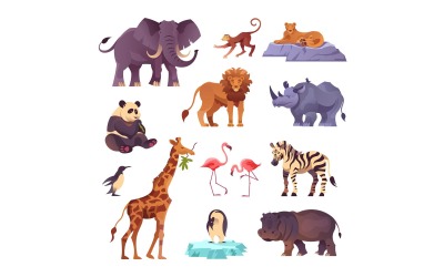 Zoo Animals Set 210351822 Vector Illustration Concept