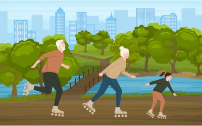 Active Seniors Flat 210370803 Vector Illustration Concept