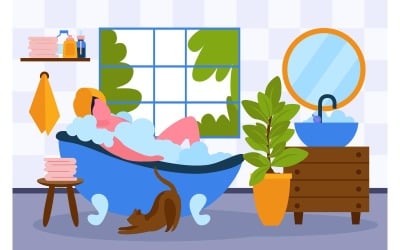 Bath Time Flat Composition 210340236 Vector Illustration Concept