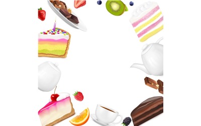 Cake Pieces Realistic Background 210321112 Vector Illustration Concept