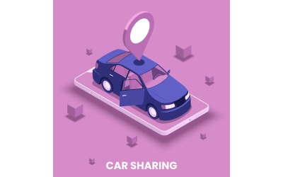 Carsharing isometrisches 210410157 Vektor-Illustrations-Konzept