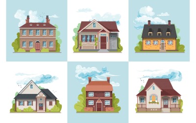 Concetto di design della casa suburbana 210351821 Concetto di illustrazione vettoriale