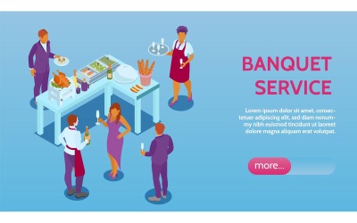 Isometrische Bankettservice horizontale Banner 210403218 Vektor-Illustration-Konzept