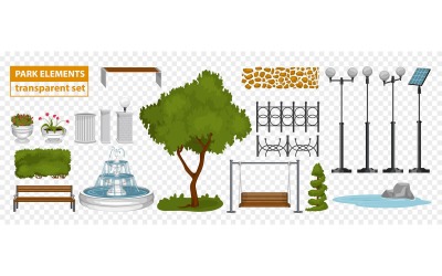 Park Elements Transparent Set 210370506 Concepto de ilustración vectorial