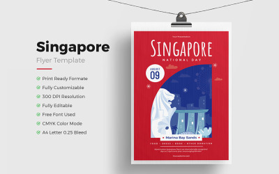 Szablon ulotki z okazji święta narodowego Singapuru