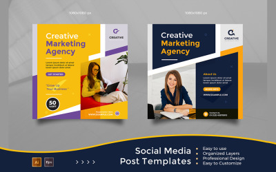 Agence de marketing créatif - Modèles de publication sur les réseaux sociaux
