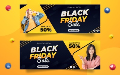 Black Friday Diseño de portada de Facebook Redes sociales