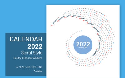 Calendario 2022 Agenda rotonda a spirale