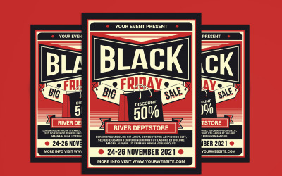 Flyer de venta de viernes negro estilo retro