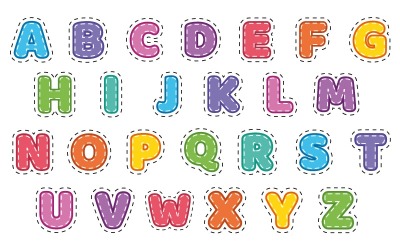 Alphabet Color Fill Sticker Set Vectors