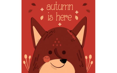 Autumn is Here Lettering with Fox Illustration