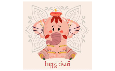 Felice Diwali con l&amp;#39;illustrazione dell&amp;#39;elefante