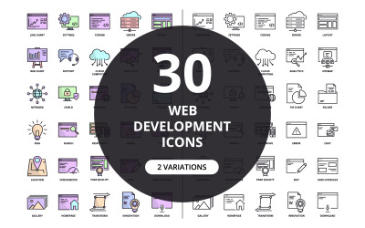 Ícones de desenvolvimento web com duas variações