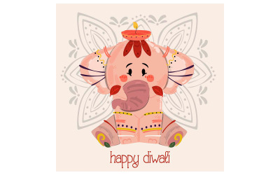 排灯节快乐与大象插图