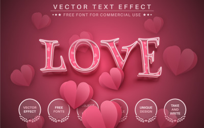 Aşk Pembe Kalp - Düzenlenebilir Metin Efekti, Yazı Tipi Stili
