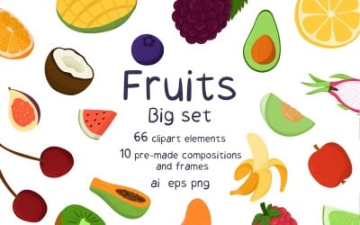 Coleção EPS10 de clipart de vetores de frutas