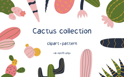 Colección de imágenes prediseñadas vectoriales de cactus EPS10