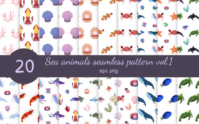 Colección de patrones sin fisuras de animales marinos Vol. 1