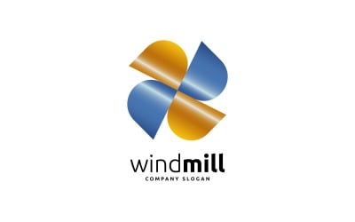 Logotipo de molino de viento y energía