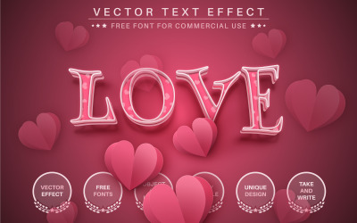 Love Pink Heart - Editierbarer Texteffekt, Schriftstil