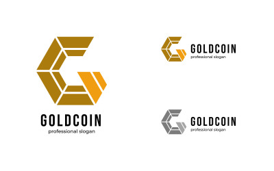 Modelo de logotipo de moeda de ouro GC Letter