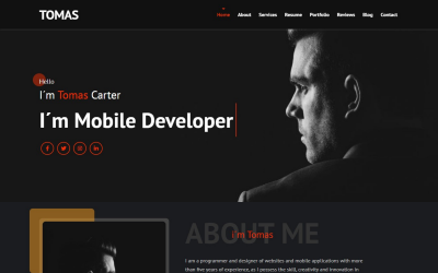 Tomas - Szablon Landing Page z osobistym portfolio