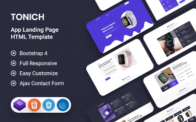 Tonich — szablon HTML strony docelowej aplikacji i produktu