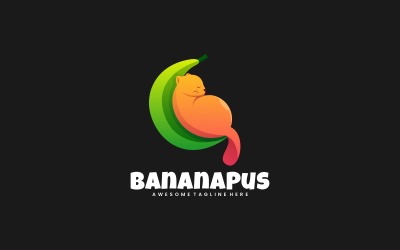 Banana com logotipo gradiente de gato