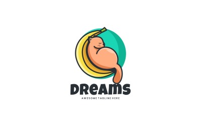 Cat Dreams Einfaches Maskottchen-Logo