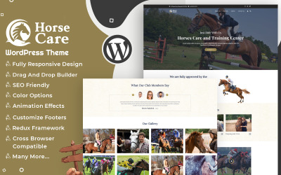 Cura dei cavalli - Tema WordPress per club e scuderie