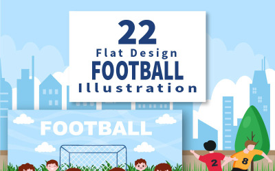 22 Fotboll med pojkar spelar fotbollssport vektorillustration