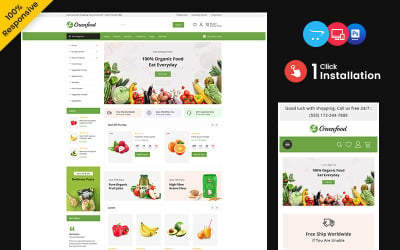 Greenfood - Ételek és italok Többcélú, érzékeny OpenCart Store