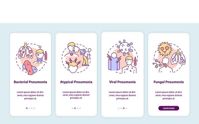 Lungenentzündungstypen Onboarding Mobile App-Seitenbildschirm