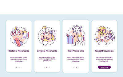 Tela da página do aplicativo móvel de integração de tipos de pneumonia