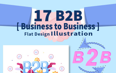 17 B2B vagy Business to Business marketing illusztráció