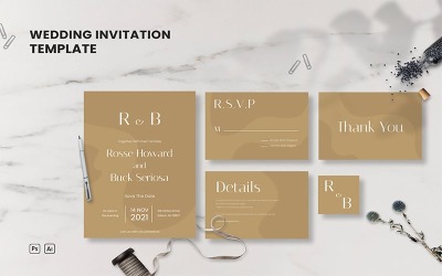 Bruiloft Set 4 - Uitnodigingssjabloon