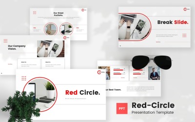 Czerwone kółko - szablon portfolio Pitch Deck