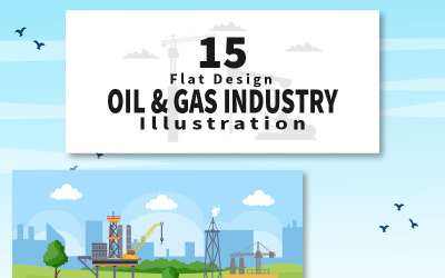 15 Illustrazione di vettore di industria del combustibile del gas dell&amp;#39;olio