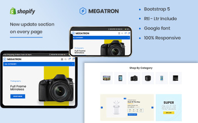 Megatrone - преміальна тема Shopify з електронікою та гаджетами