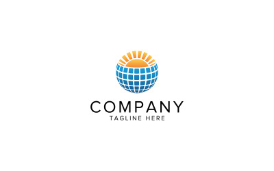 Glob Solar Business Logo Design Vector Template lub Solar Logo Design