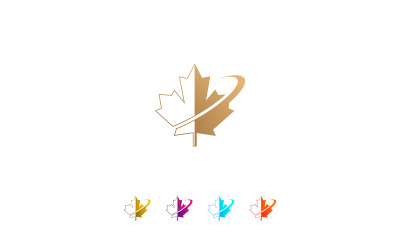 Modèle de vecteur de conception de logo de feuille d&amp;#39;érable or Canada
