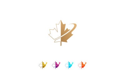 Plantilla de vector de diseño de logotipo de oro de hoja de arce de Canadá