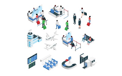 Airport Terminal Isometric Set 210360717 Vector Illustration Concept