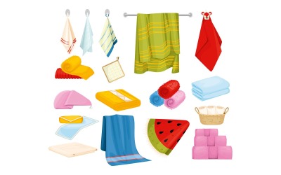 Conjunto de toalhas de banho para cozinha 210370511 Conceito de ilustração vetorial